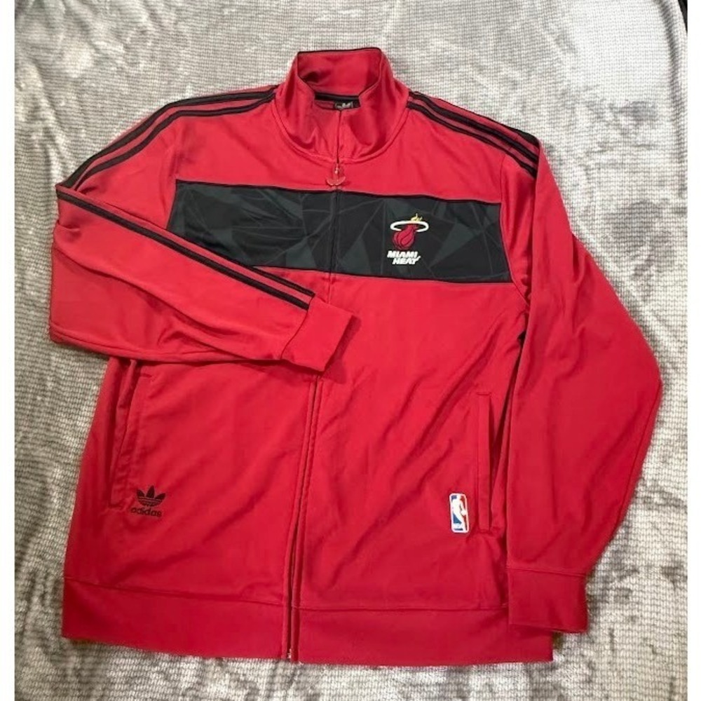 Adidas Originals Miami Heat NBA Track Jacket Red Black Limited Edition Mens XL